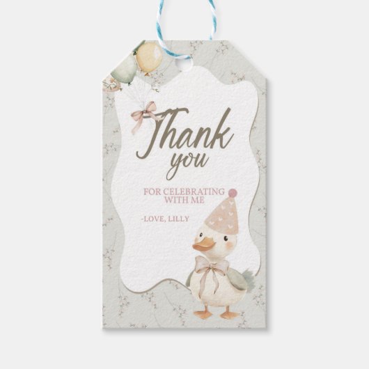 One Silly Goose, Goose, ONE, First Birthday, Goose Cadeaulabel (Voorkant)