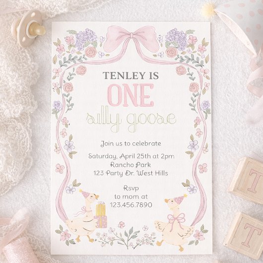 One Silly Goose, Goose Party, First Birthday  Kaart