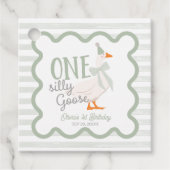 One Silly Goose Green Bow 1st Birthday Bedankjes Labels (Voorkant)