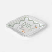 One Silly Goose Green Bow 1st Birthday Papieren Bordje (Gebogen)