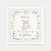 One Silly Goose Green Bow Floral 1st Birthday Servet (Voorkant)