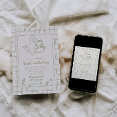 One Silly Goose Green Drawn 1st First Birthday Kaart