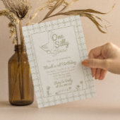 One Silly Goose Green Drawn 1st First Birthday Kaart