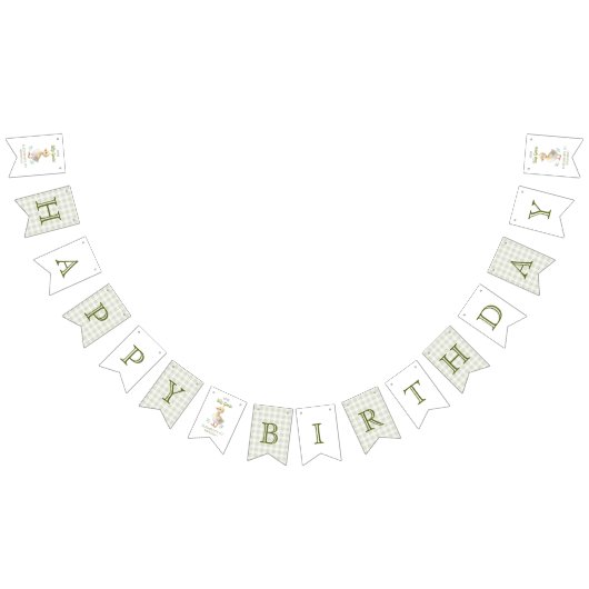 One Silly Goose Green Gingham Baby First Birthday Vlaggetjes (Alle)