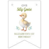 One Silly Goose Green Gingham Baby First Birthday Vlaggetjes (Eerste vlag)