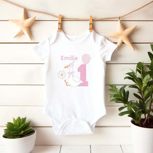 One silly Goose Personalize name First birthday Romper