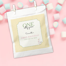 One Silly Goose Pink and Gingham 1st Birthday Bedankzakje