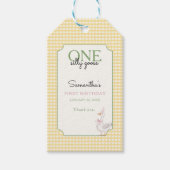 One Silly Goose Pink and Gingham 1st Birthday Cadeaulabel (Voorkant)