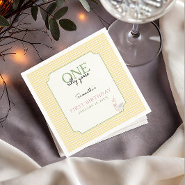 One Silly Goose Pink and Gingham 1st Birthday Servet