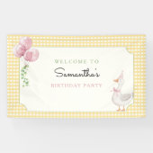 One Silly Goose Pink and Gingham Birthday Banner (Horizontaal)