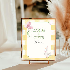 One Silly Goose Pink and Gingham Tabletop Sign Foto Afdruk