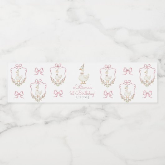 One Silly Goose Pink  Birthday Waterfles Etiket (Enkel label)