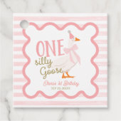 One Silly Goose Pink Bow 1st Birthday Bedankjes Labels (Voorkant)