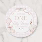 ONE Silly Goose Pink Bow 1st Birthday Party Bedankjes Labels (Achterkant)