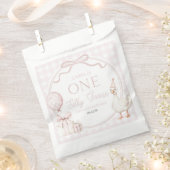ONE Silly Goose Pink Bow 1st Birthday Party Bedankzakje (Geknipt)