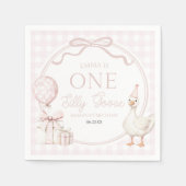 ONE Silly Goose Pink Bow 1st Birthday Party Servet (Voorkant)