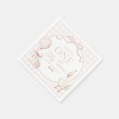 ONE Silly Goose Pink Bow 1st Birthday Party Servet (Hoek)