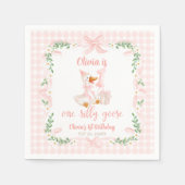 One Silly Goose Pink Bow Floral 1st Birthday Servet (Voorkant)