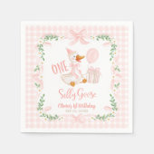 One Silly Goose Pink Bow Floral 1st Birthday Servet (Voorkant)