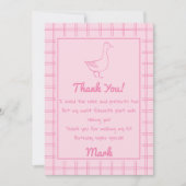 One Silly Goose Pink Drawn 1st Birthday Thank You Bedankkaart (Voorkant)