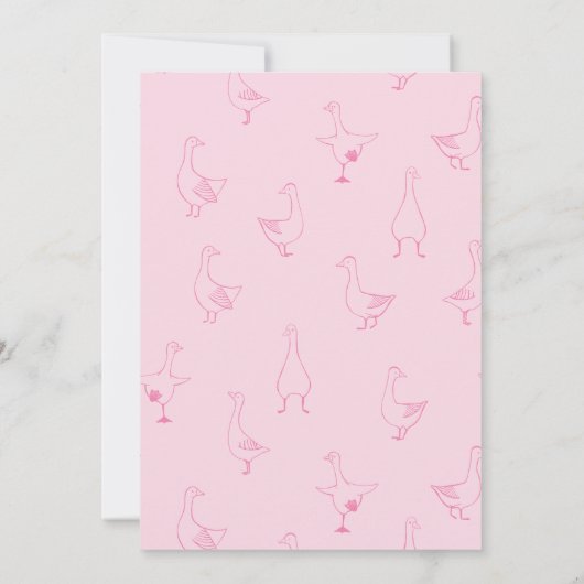 One Silly Goose Pink Drawn 1st Birthday Thank You Bedankkaart (Achterkant)