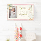 One Silly Goose Pink Gingham 1st Birthday Photo Spandoek (Insitu)