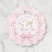 One Silly Goose Pink Gingham Whimsical Thank you Bedankjes Labels (Voorkant)