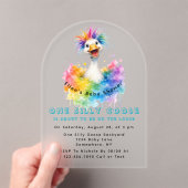 One Silly Goose Rainbow Baby Shower Cute Acryl Uitnodigingen (Insitu (Draagbaar))