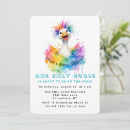 One Silly Goose Rainbow Baby Shower Cute Kaart