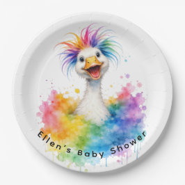 One Silly Goose Rainbow Baby Shower Papieren Bordje