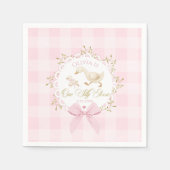 One Silly Goose Roze Gingham 1e Verjaardag Boog Servet (Voorkant)