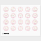 One Silly Goose Roze Gingham Whimsical Dank je Ronde Sticker (Vel)