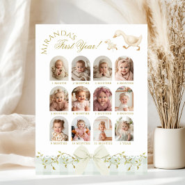 One Silly Goose Sage 1st Birthday Photo Milestone Poster