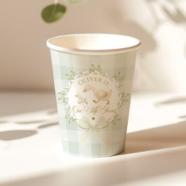 One Silly Goose Sage Gingham Gender neutral Papieren Bekers