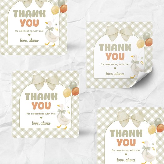 One Silly Goose Spring Birthday Vierkante Sticker