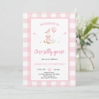 One Silly Goose Spring Pink Daisy First Birthday  Kaart