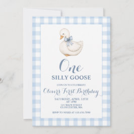 One Silly Goose Vintage blauwe ruit Kaart
