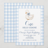 One Silly Goose Vintage blauwe ruit Kaart (Voorkant / Achterkant)