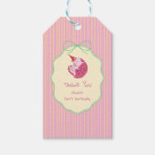 One Sleepy Cat 1st Birthday – Yellow Stripes Cadeaulabel (Voorkant)