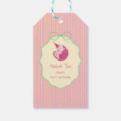 One Sleepy Cat 1st Birthday – Yellow Stripes Cadeaulabel (Achterkant)