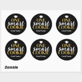 One Smart Cookie - Afstudeerder Naam en Pet - Zwar Ronde Sticker (Vel)