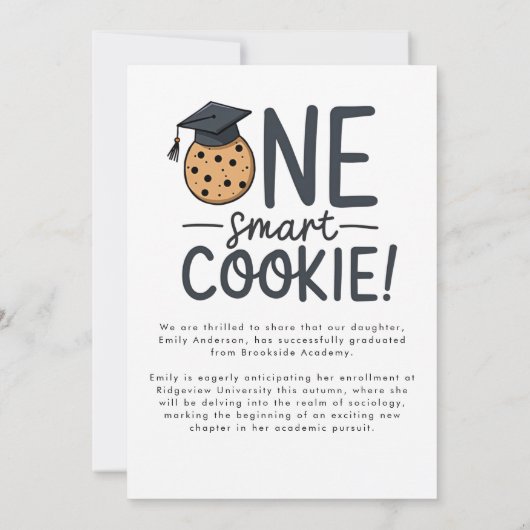One Smart Cookie Afstuderen Fotoaankondiging Aankondiging (Achterkant)