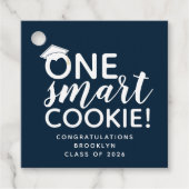 One Smart Cookie Blue Afstuderen Bedankjes Labels (Voorkant)