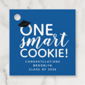 One Smart Cookie Blue Afstuderen Bedankjes Labels (Voorkant)