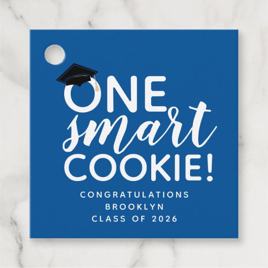 One Smart Cookie Blue Afstuderen Bedankjes Labels (Voorkant)