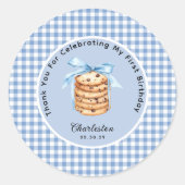 One Smart Cookie Boys Eerste Verjaardag Bedankt Ronde Sticker (Voorkant)