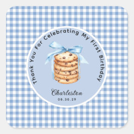 One Smart Cookie Boys Eerste Verjaardag Bedankt Vierkante Sticker