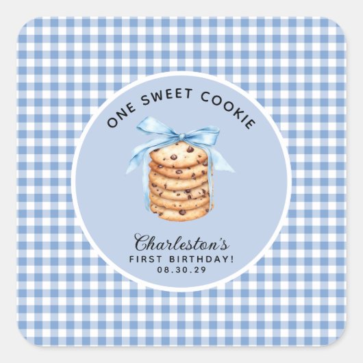 One Smart Cookie Boys eerste verjaardag Vierkante Sticker (Voorkant)