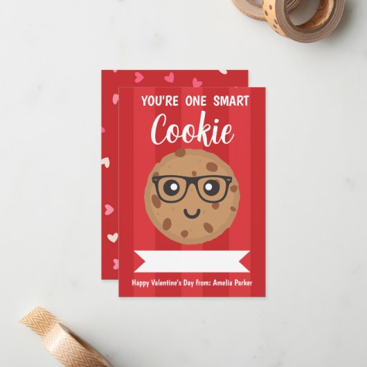 One Smart Cookie - Kids Classroom Valentine's Day Notitiekaartje (Voorkant / Achterkant in situ)