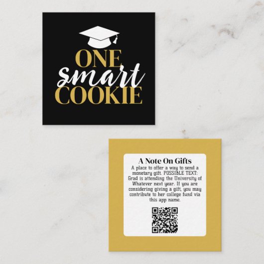 One Smart Cookie - Modern Afstuderen Gift QR-code Informatiekaartje (Voorkant / Achterkant)